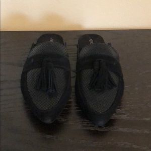 Aerosols “best girl” black suede mules